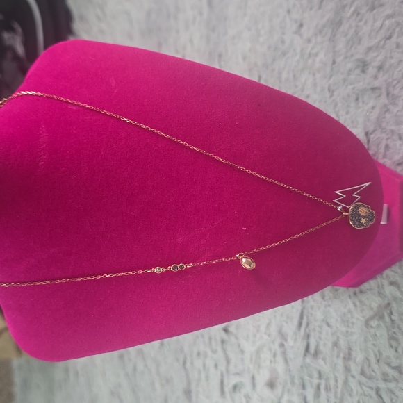 Swarovski Skull Lightening Bolt Punk Rose Gold Necklace (NWOT)(8INCHES)💀⚡️💀 - Picture 1 of 5